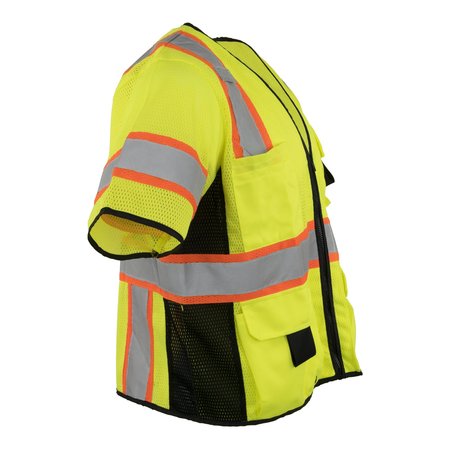 Ironwear Polyester Mesh Safety Vest Class 3 w/ Zipper & Radio Clips (Lime/Large) 1296-LZ-RD-LG